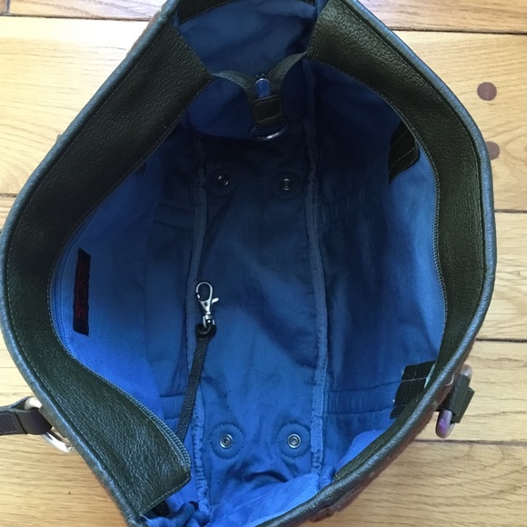 TUMI Wool Leather Trim Circle Print Tote Bag - Picture 7 of 16